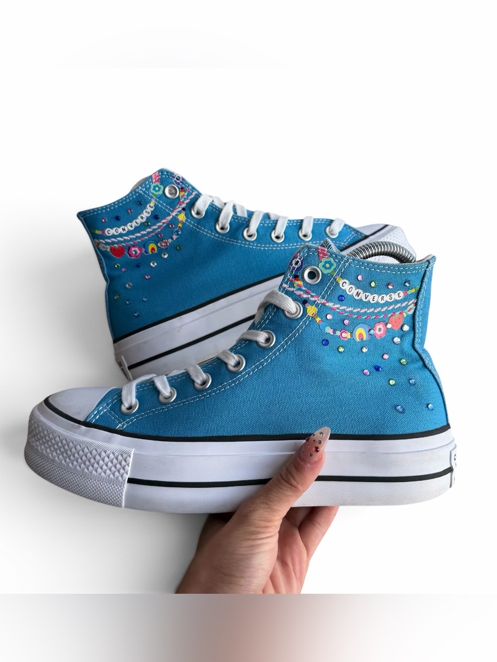 Converse Chuck Taylor Lift Platform Rhinestone High Tops 7.5